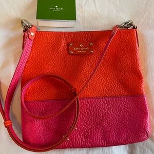 Kate Spade Orange and Pink leather crossbody bag